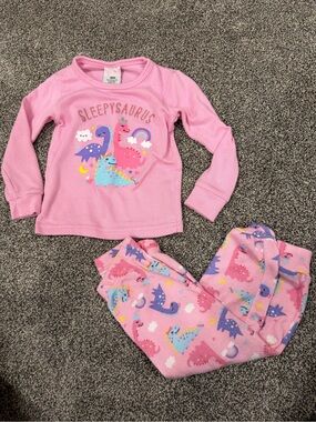 Pink 'Sleepysaurus' Kids Pajama Set - Cozy Long Sleeve Top & Pants- 18M